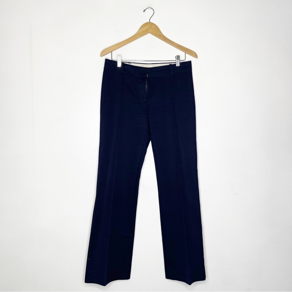 Tory Burch Navy Straight Leg Pleated Trouser Pants Size 4
